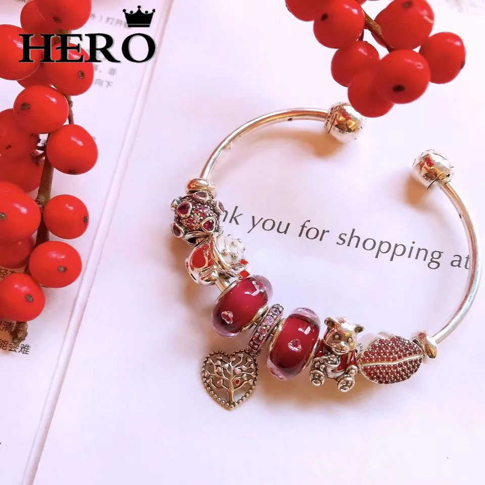 

HERO 100% Pure Silver Original Copy 1:1 Bear Love Bracelet LOGO Manufacturers Wholesale Free Shipping