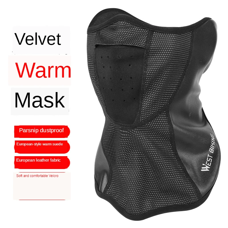 

Winter Skiing Outdoor Riding Black Mask Hook and Loop Windproof Cold-proof Warm Breathable Mask Cycling Equipment