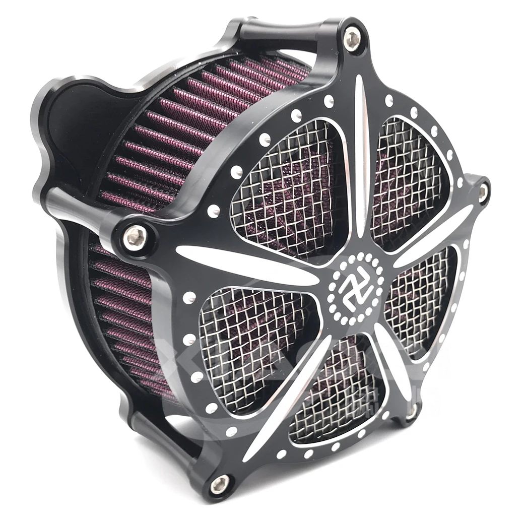 

For Harley-Davidson Dyna 1993-2017 Softail 1993-2015 Touring 1993-2007 Motorcycle Parts Black CNC Air Cleaner Filter