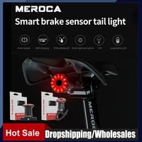 meroca wr15 bicycle tail light intelligent sensor brake cob led bike light usb charging lantern ipx6 waterproof bike accessories