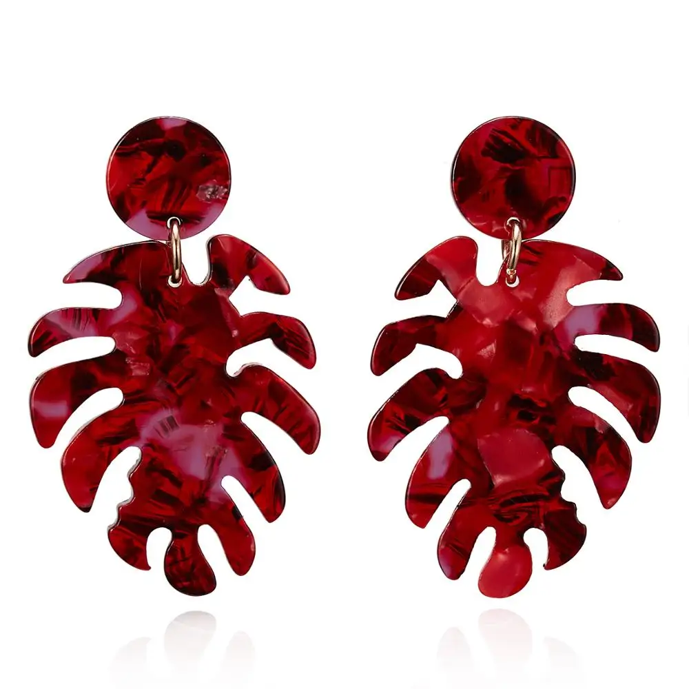 Belleper Punk Fashion Geometric Round Tree Leaf Dangle Earrings Women Statement Leaves Resin Acetate Acrylic Earring Party Gifts | Украшения
