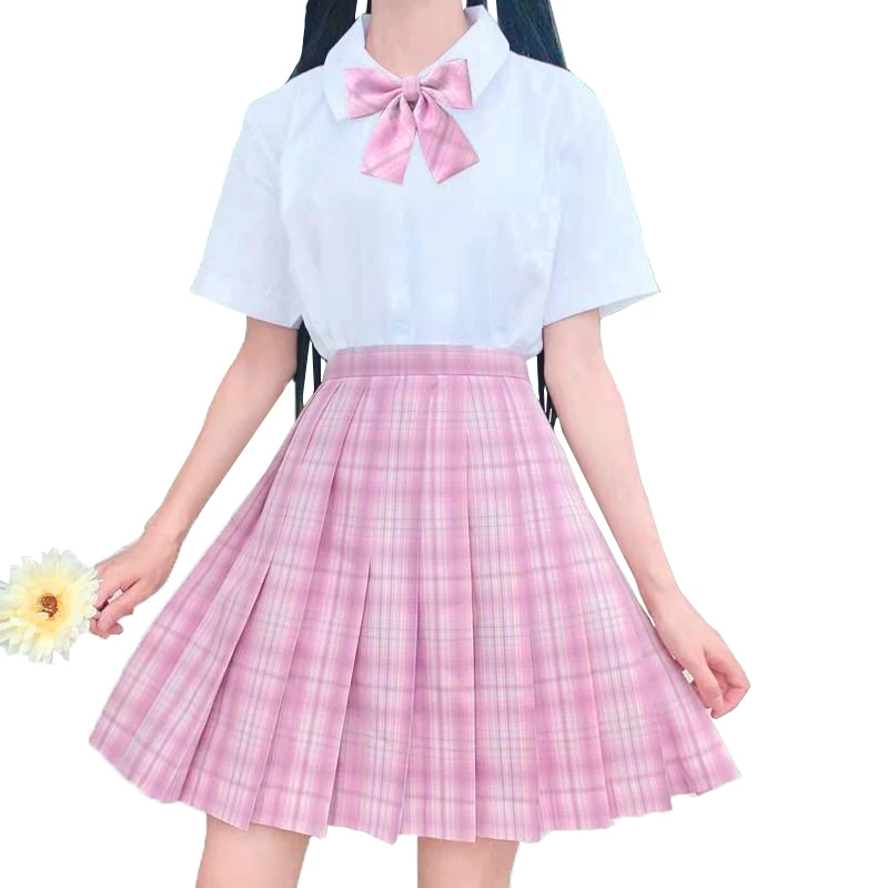 

Harajuku Lolita Women Pleatde Skirt Preppy Pink High Waist Plaid Mini Skirts Japanese Girl A-Line Kawaii Clothes 90s Aesthetic