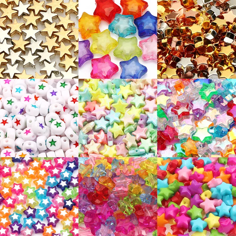 

Mixed Color Acrylic Star Beads Loose Spacer Beads Wholesale For Children's Gift Jewelry Making Bracelet Accessories DIY Supplies
