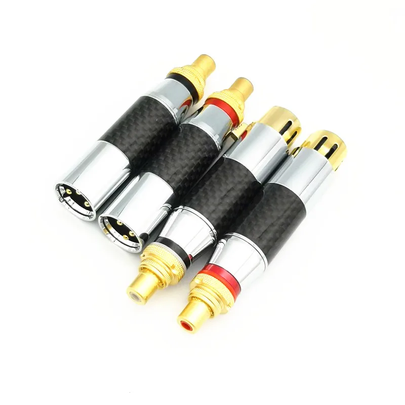 AHSY 4 шт. черный HIFI 3-контактный аудиокабель, разъем из углеродного волокна, медный, Переходник XLR на RCA