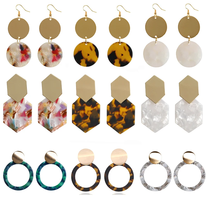 Женские Простые увеличенные ацетатные геометрические акриловые серьги