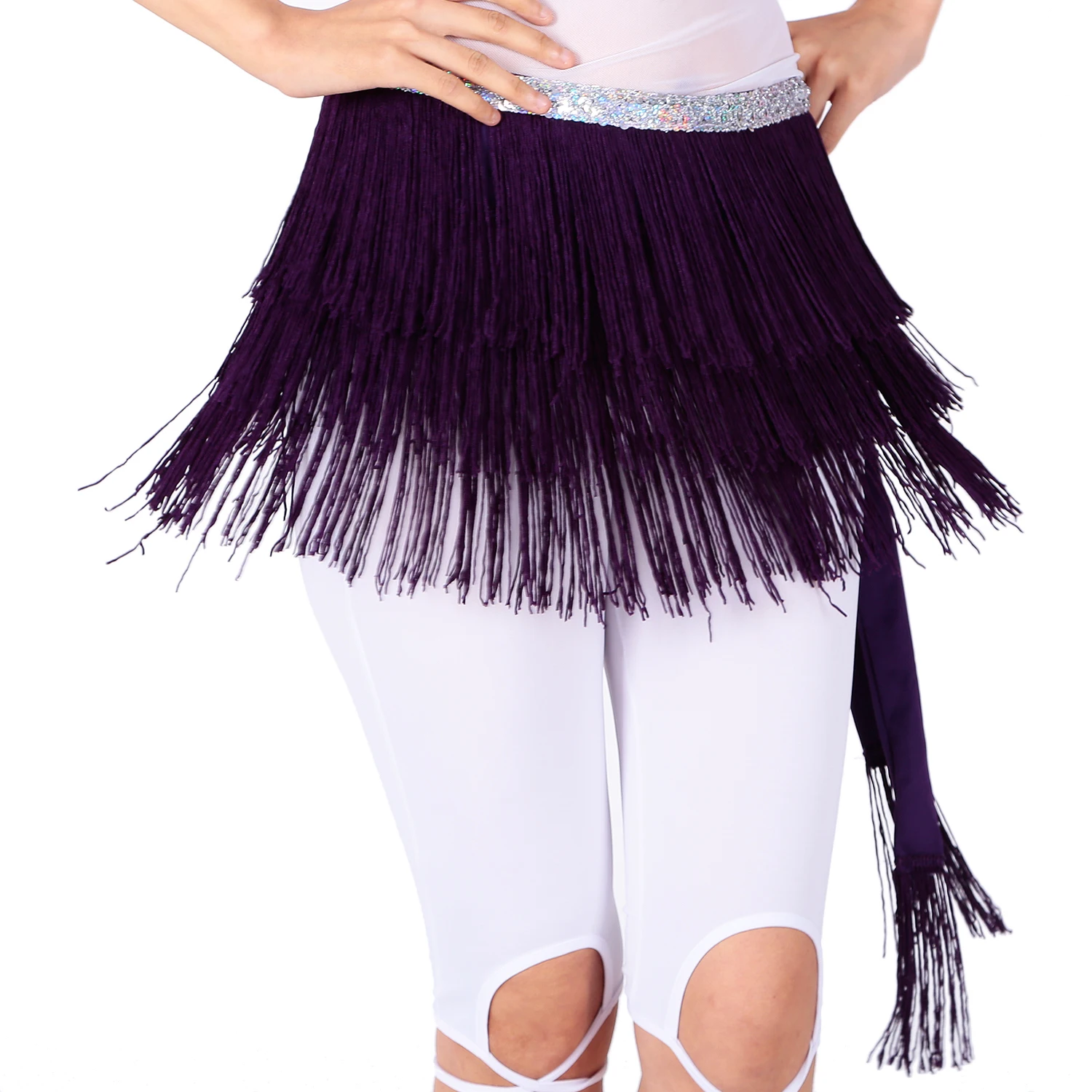 Belly Dance Hip Skirts Fringe Skirt Tassel Sequins Hip Scarf Beach Hip Wrap Party Costume for Women and Girls