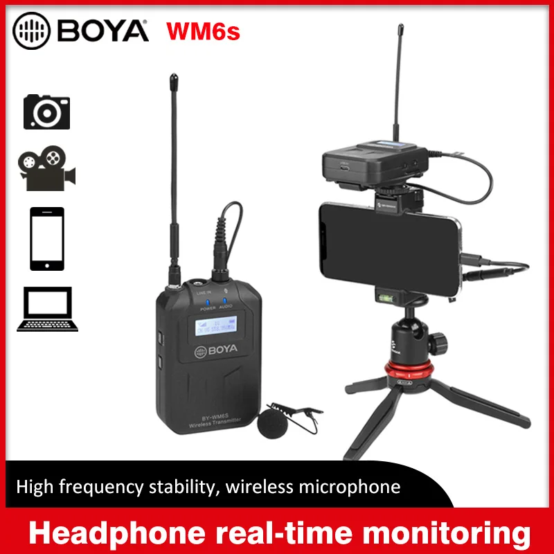 BOYA BY WM6S UHF Беспроводная петличная микрофонная система всенаправленная