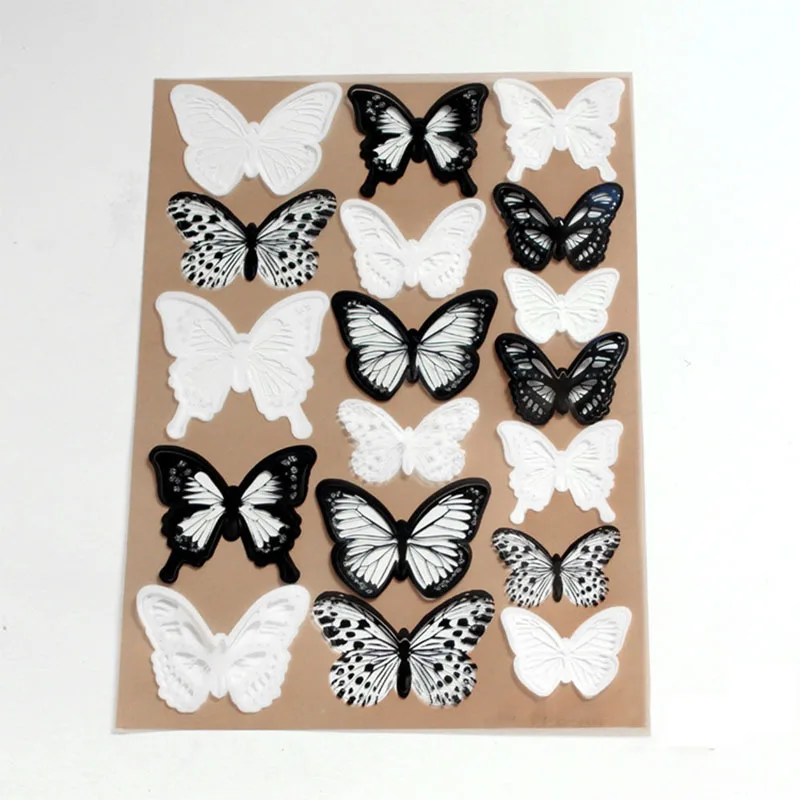 

12 PCs/Set White Black 3D Butterfly Wall Stickers For Wedding Decor Home Living Room Decal Crafts Art Design Stickers 4.5cm-17cm