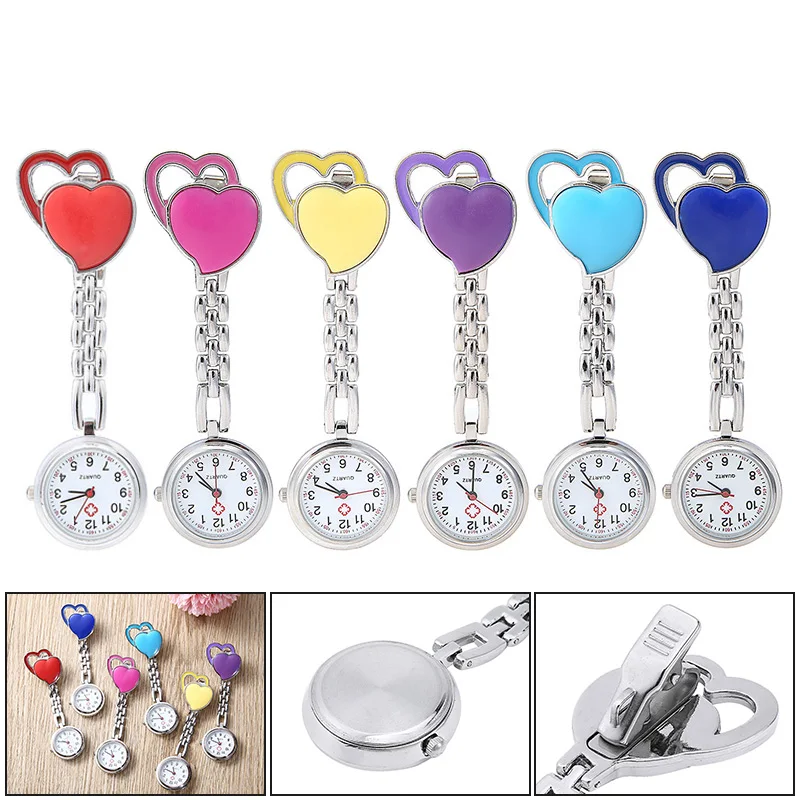 Женские наручные часы с милым сердцем карманные клипсой и карманом медицинские