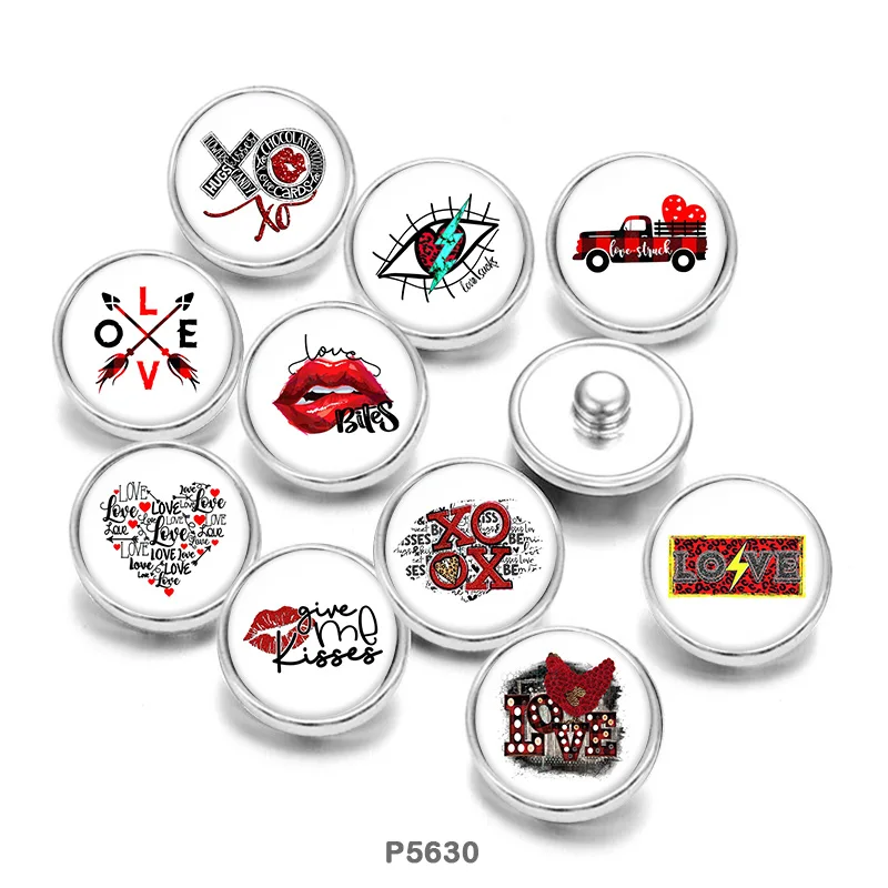 

love Glass Cabochons DIY Bracelet snap button jewelry glass Snap CP5630