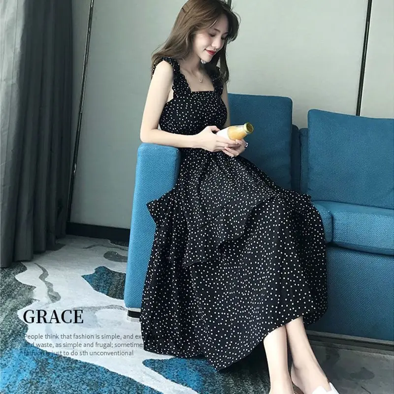 

Vintage Boho Dresses Chic Print Party Girls Summer Long Dress Plus Size Ruffles Beach Style Square Collar Korean Dresses