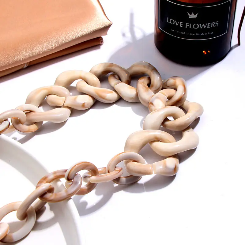 Женское ожерелье с цепочкой Flatfoosie массивное акриловое ацетатным покрытием