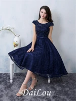 a line cap sleeve beading bowknot scoop neck knee length lace cocktail dress 2022
