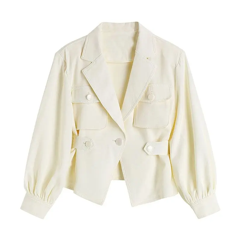 

New Fashion 2022 Women Coat Long Sleeve Waist Retraction Breasted One Button Blazer Thin Style Leisure Retro Sunscreen Shirt