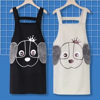 cute cartoon dog pattern apron for women home cooking side wipes apron waterproof oil proof pocket apron kitchen tool