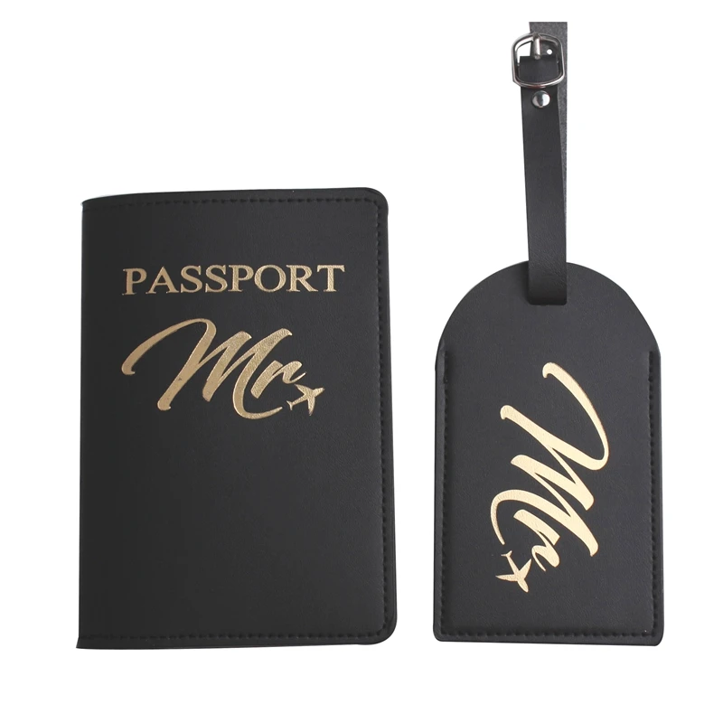 Zoukane Mr Mrs Lover Couple Passport Cover Embroidery Letter Women Men Travel Wedding Passport Cover Holder Travel Case CH26