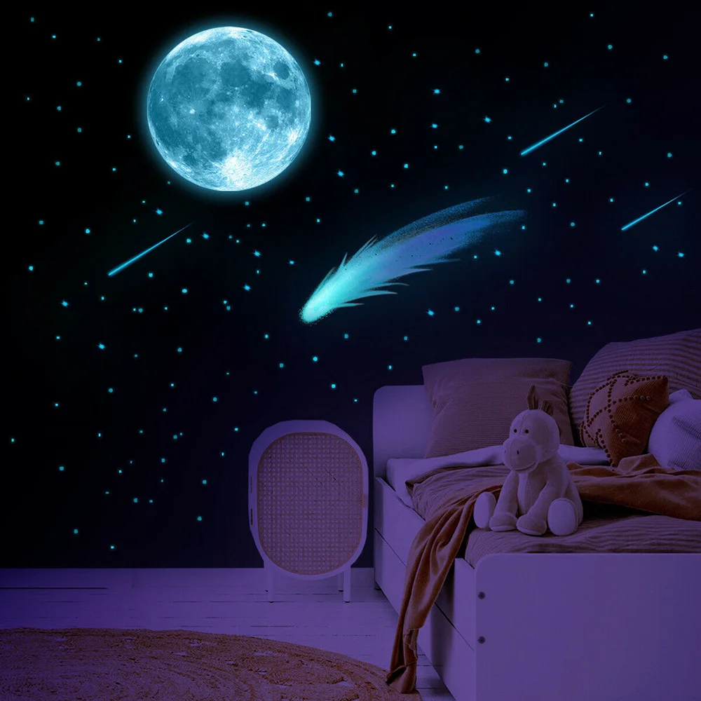 

Luminous Star And Moon 3D Wall Sticker For Kids Room Living Room Bedroom Decoration Glow In The Dark Wall Stickers Wall Decals