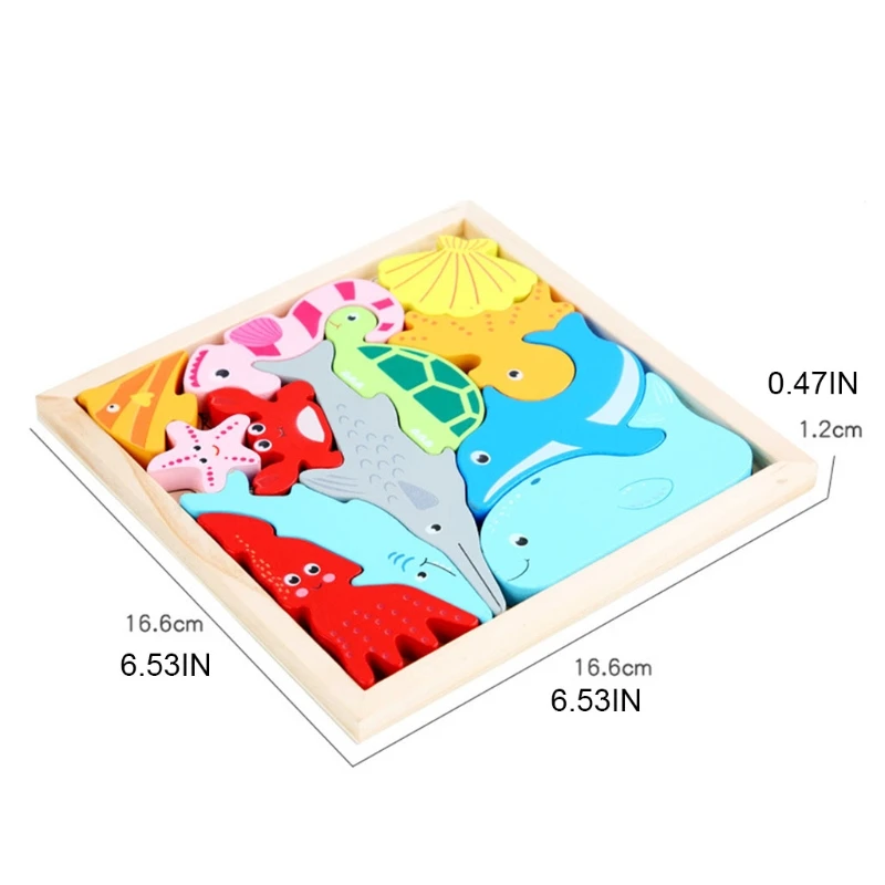 

Wooden Puzzle Cartoon Cognition Tangram Cutting Water Painted Shape Matching Jigsaw Educational Toy Gift for Preschool