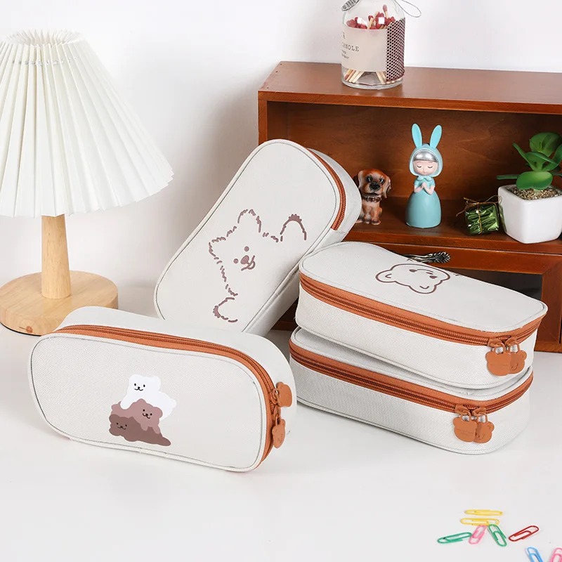 

We Are Bears Pen Case Pencil Bag Single Layer Net Slot Storage Pouch for Ruler Eraser Marker Office School Supplies H6650