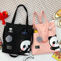 womens shoulder bags canvas handbags 2021 girls shopper purses fashion casual cartoon panda print large capacity crossbody bags