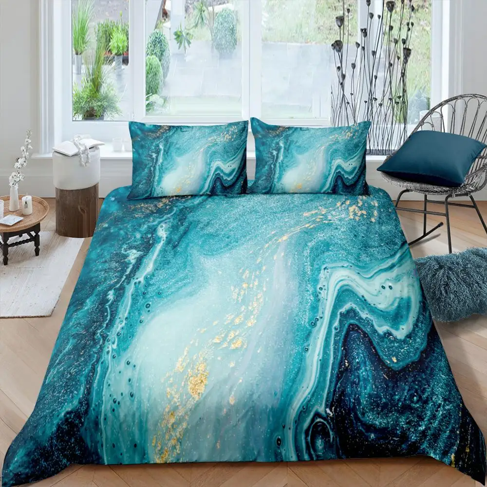 

New 3D Duvet Cover Set Bedding Sets Double Queen Quilt Cover Marble Geometric Bedclothes Bed Linings EUR UK 2-3pcs