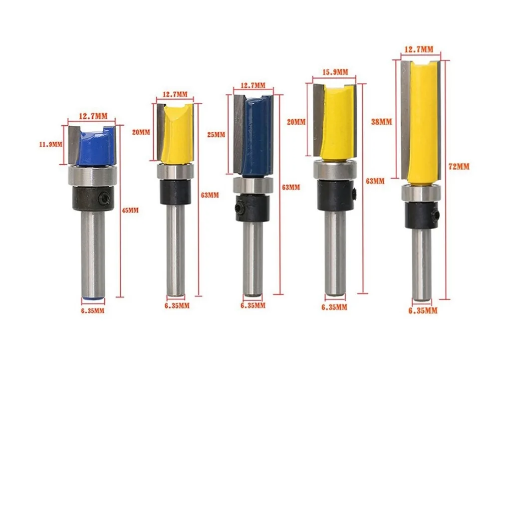 

5pcs/set Flush Trim Router Bits 1/4 inch Shank Template Router Bits Woodworking