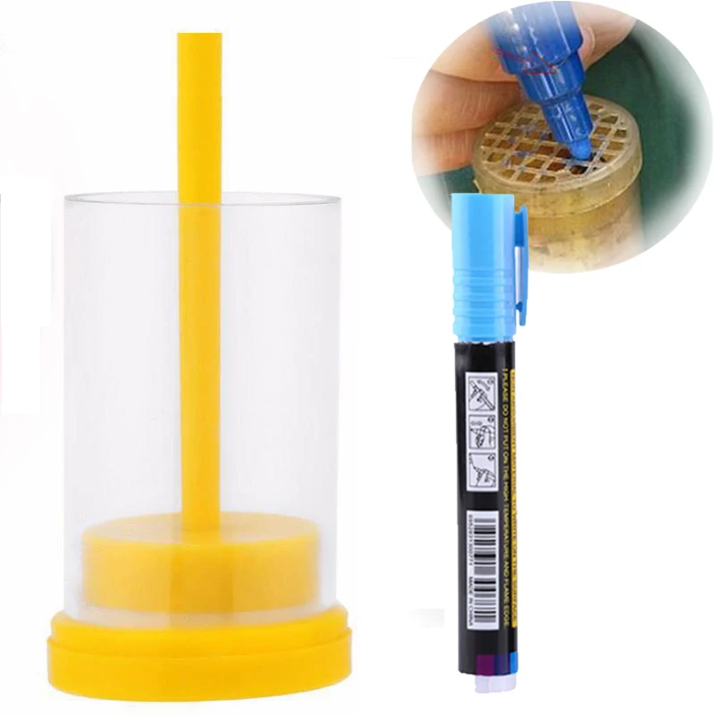 1 set Plastic Queen Bee Marking Cage and Marker Pen Bottle with Plunger Capture Beekeeping Equipment | Дом и сад