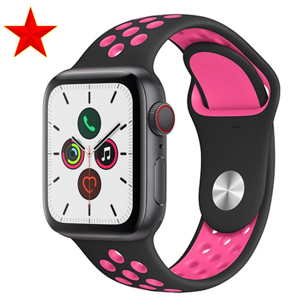 Силиконовый ремешок для apple watch 5 4 band correa apple watch 44 мм 40 мм 42 мм 38 мм iwatch 5 4 3 2 1 спортивный браслет на запястье - Цвет ремешка: Black Pink Blast