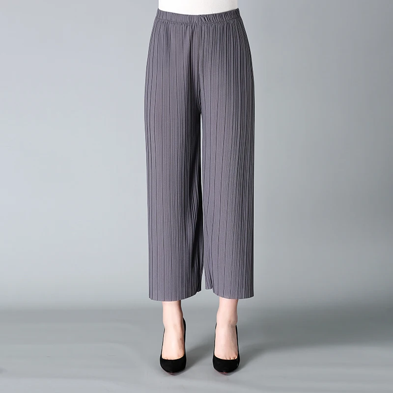 2020 брюки для женщин черные свободные повседневные плиссированные широкие