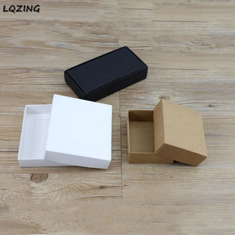20 шт./лот черно белая подарочная упаковочная коробка из крафт бумаги Пустая