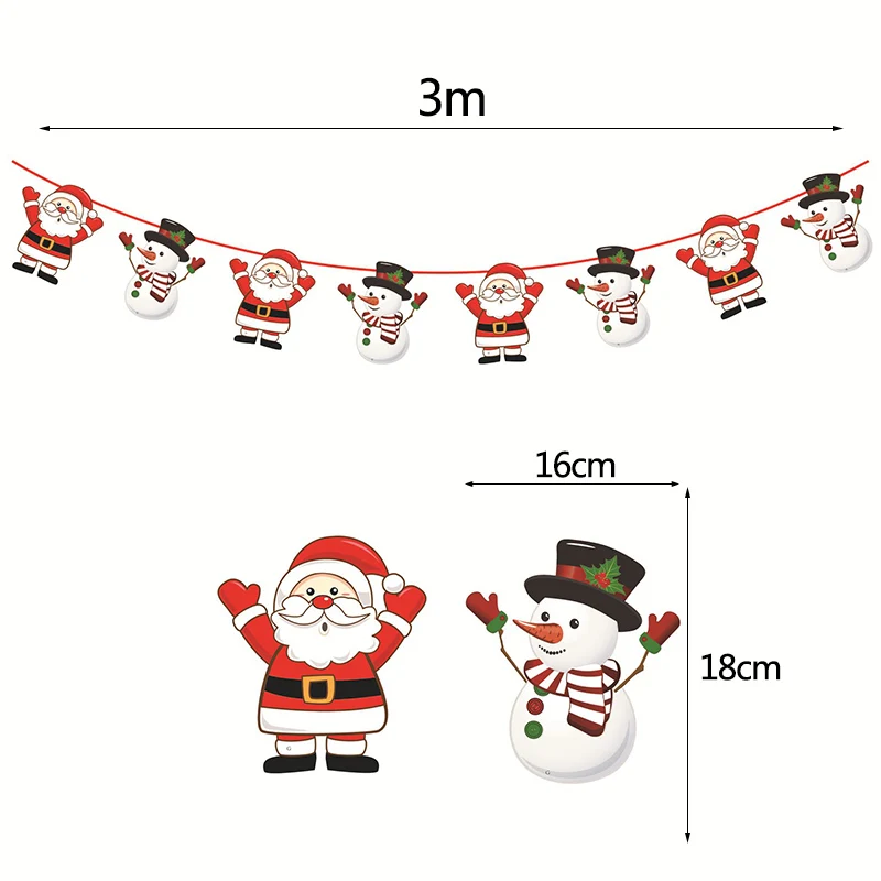 G05 santa snowman 3 м Рождественское украшение Баннер Санта Клаус Снеговик Олень Рождественское дерево носок звезда настенный Бумажная гирлянда для нового года Рождество украшения - Цвет: G05 santa snowman
