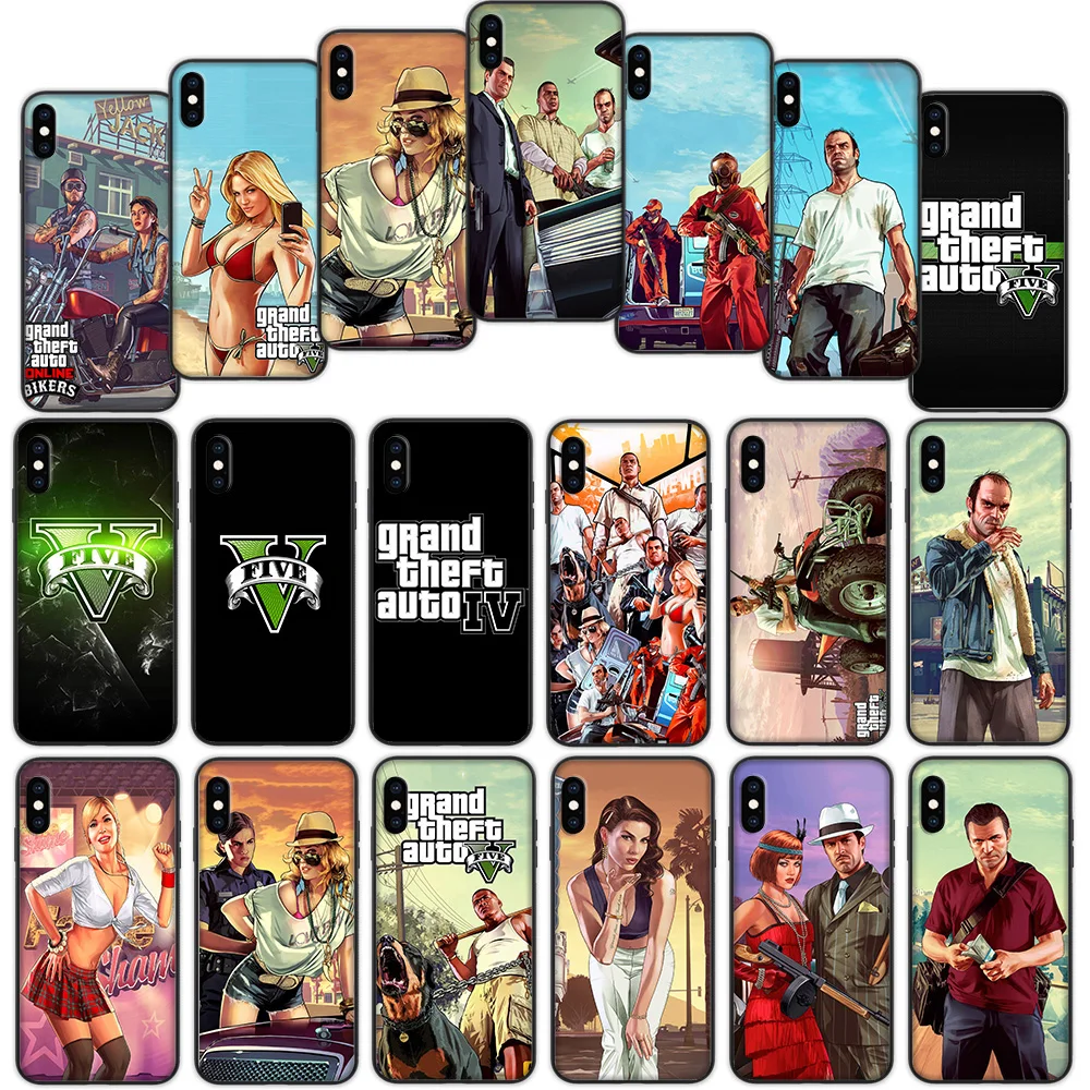 Мягкий чехол Grand Theft Auto V для iPhone 7 8 6 6S 5 5S SE Plus|Бамперы| |