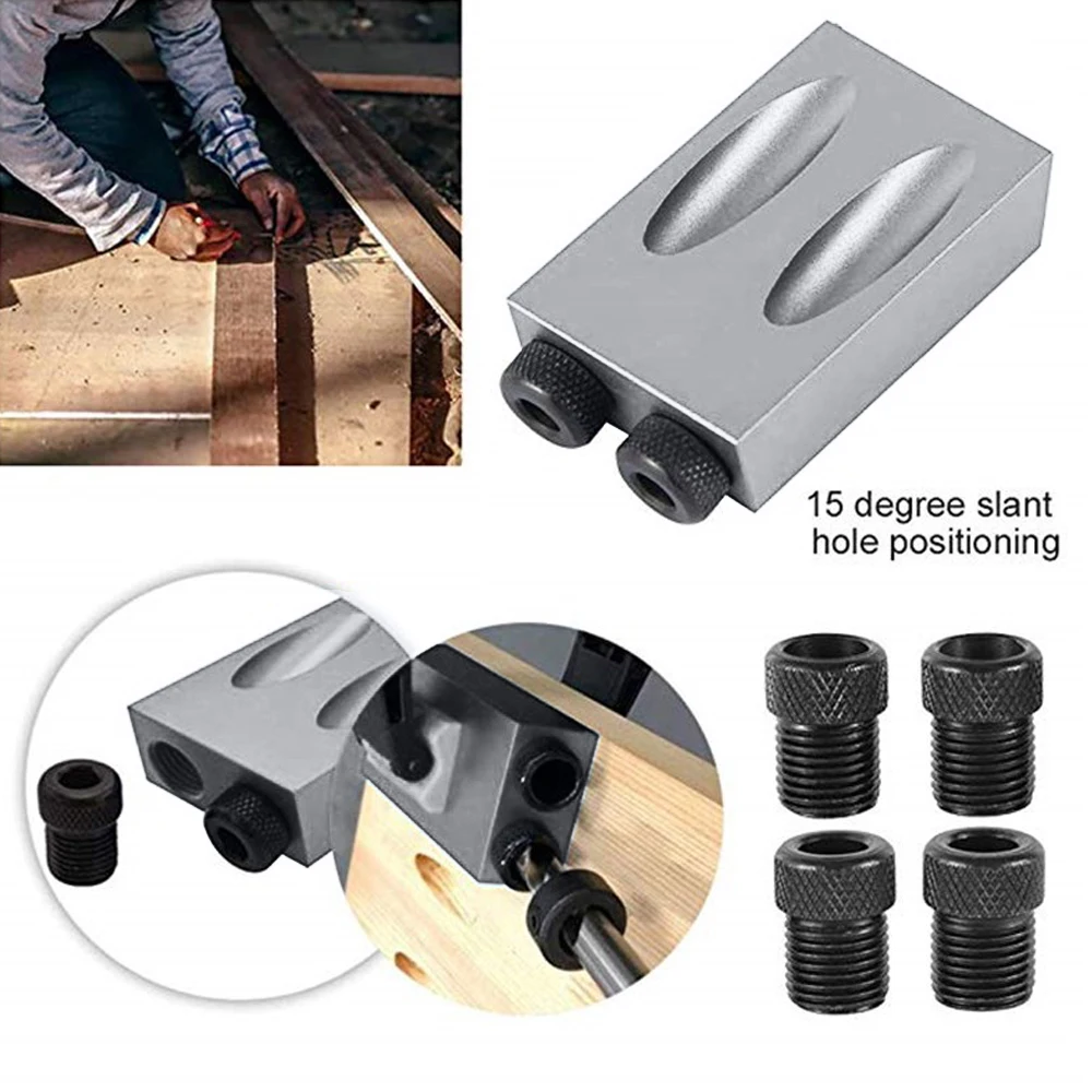 

3/14/28/34pcs Woodworking Oblique Hole Locator Set Drill Bits Pocket Hole Jig Kit 15 Degree Angle Drill Guide Puncher DIY Tools