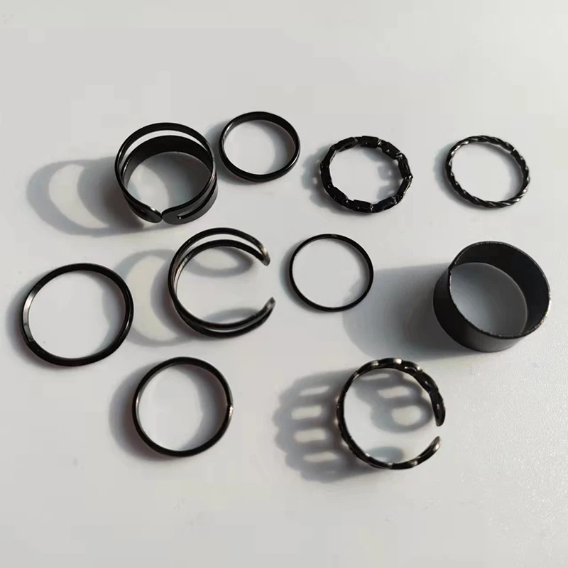 Черные кольца в стиле хип-хоп для женщин регулируемые геометрические