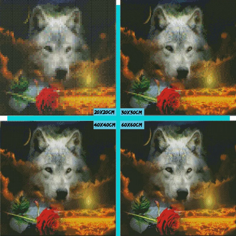 Алмазная картина с мозаикой Wolf & Rose 3D Daimond круглые стразы полностью 5D алмазная
