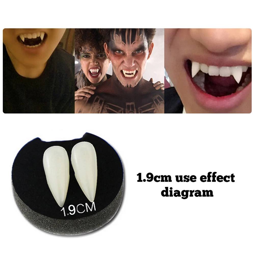 2 шт Поддельные светящиеся зубы Вампира Клыки протезы Хэллоуин косплей вечерние