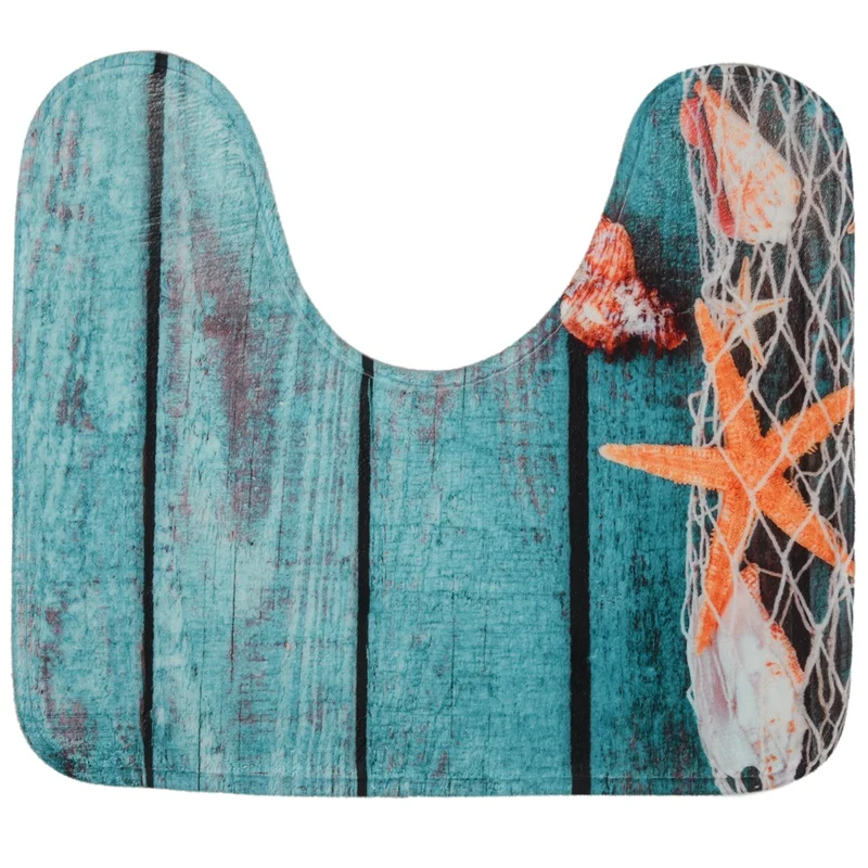 Beach Seashells Starfish Sand Bath Mat Holidays Summer Bathroom Carpet Rug Non-Slip 3 Piece Toilet Set Floor | Дом и сад