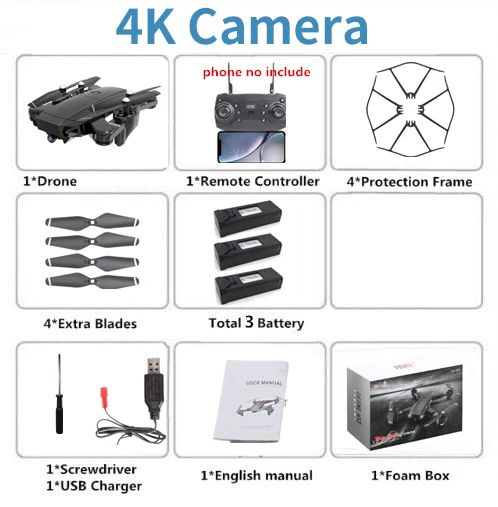 H13 RC 4K Дрон с широкоугольной WiFi HD камерой Дрон Профессиональный жестовой фотографии 1080P RC Квадрокоптер Вертолет VS LF606 E58 GD89 - Цвет: 4K With Box 3B
