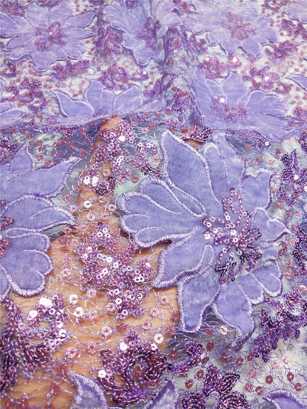 African lace fabric 5yds/pce linac velvet 3cm&5cm shiny sequins mesh fabrics women gorgeous luxury lagos party nigerian asoebi