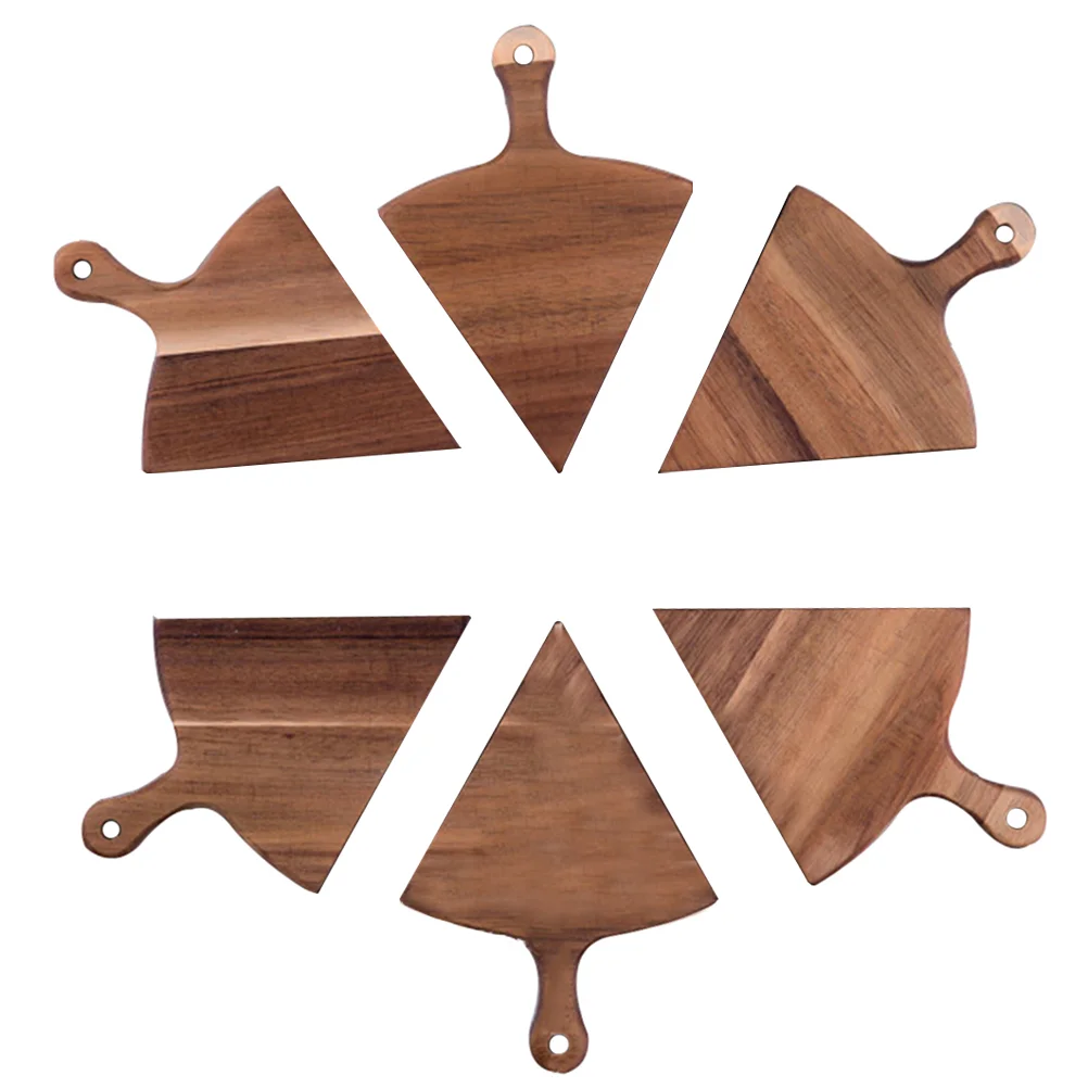 

6pcs Wooden Divisible Tray Pizza Tray Dinner Tray Wooden Steak Service Tray (Wood Color)