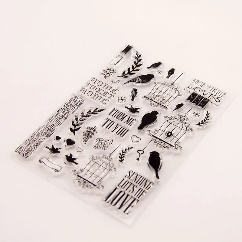 

Bird Clear Stamps for DIY Scrapbooking Bird Cage Leaf Transparent Stamps Card Making Album paper Craft Decoration New Stamps