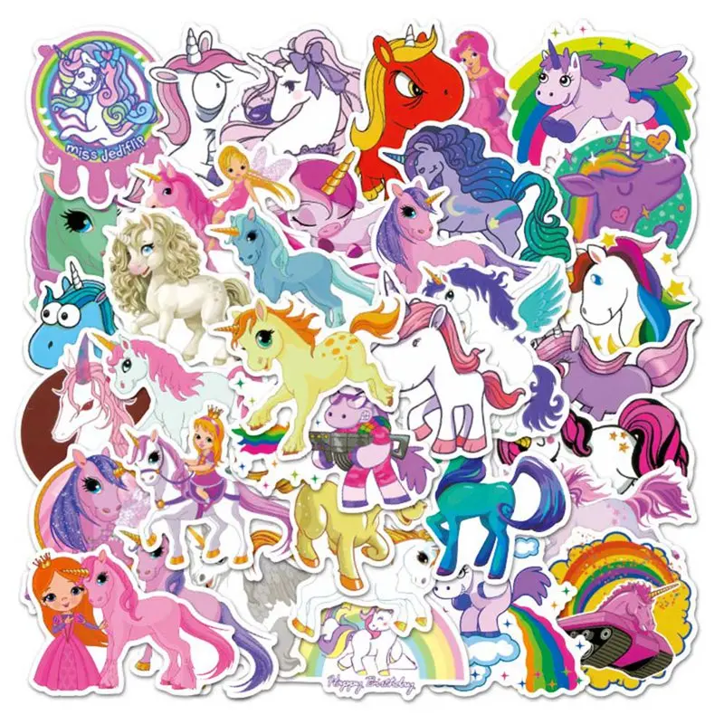 

A 50PCS/Set Cute Unicorn Cartoon Animal Waterproof Cute Graffiti Sticker DIY Luggage Bike Notebook Laptop Guitar Decals