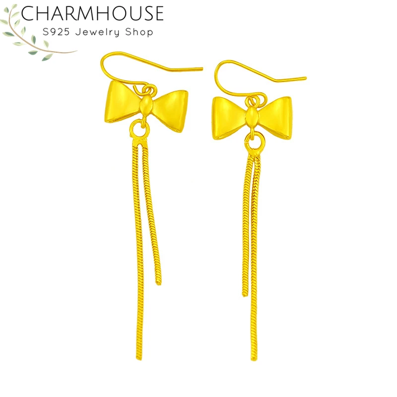 Серьги Charmhouse из чистого желтого золота GP для женщин длинные женские