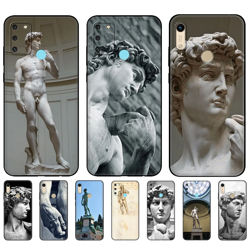 

Black tpu Case For Honor 8a Prime 8s 9 10X Lite 9A 9C 9X Premium Pro 9S Case Cover Statue Michelangelo-david