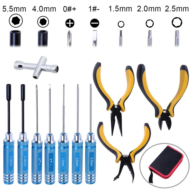 11 in 1 Professional Multi RC Tools Kits Box Set Screwdriver Pliers Wrench Repair for Car Multirotors Airplane Boat | Инструменты