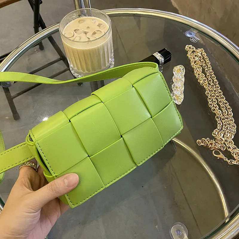 

Woven PU Handbag Female Shoulder Braided Tote In Green