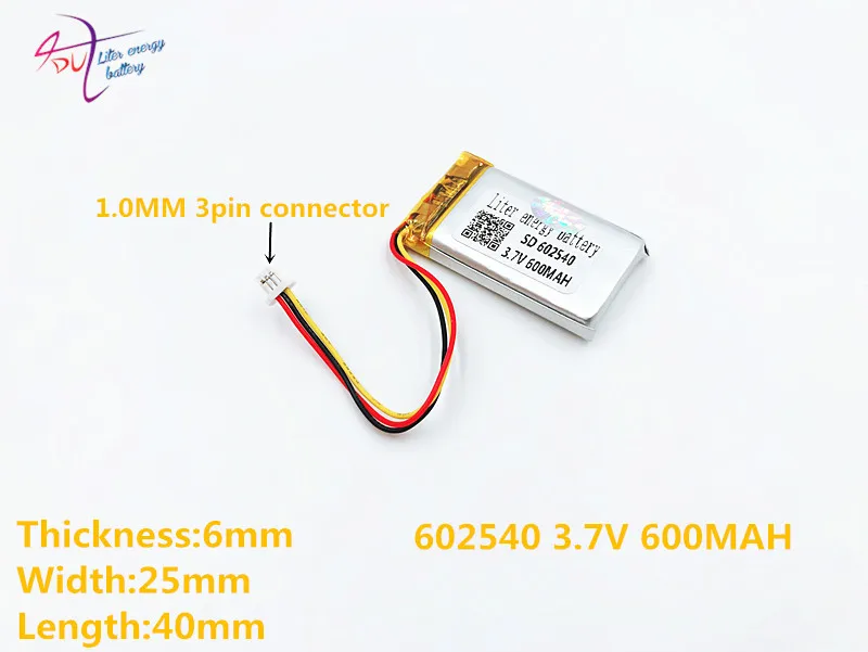 3 thread 3.7V 602540 600 mah Liter energy battery lithium-ion polymer CE FCC ROHS certification authority | Электроника