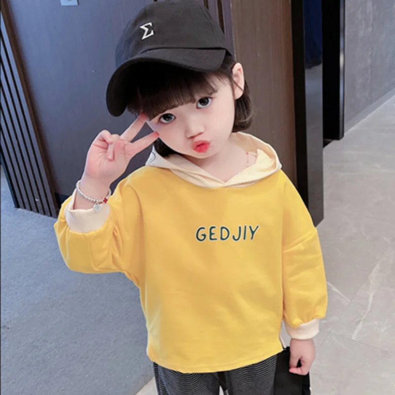 

Girls' Sweatshirts Baby's Kids Outwear 2021 Solid Spring Autumn Top Teenagers Pullover Formal Sport Cotton Children's Clothing