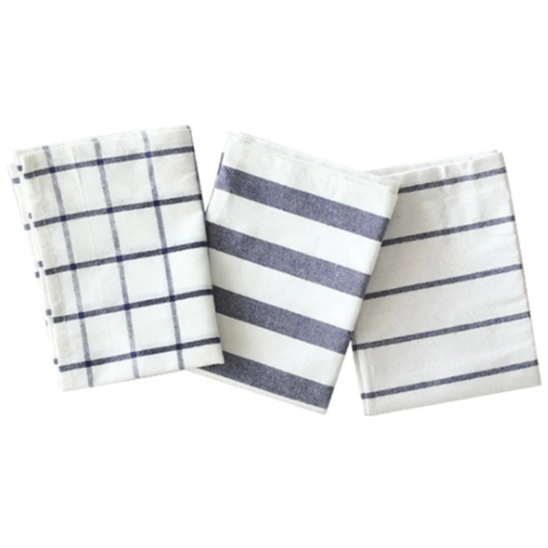 

3PCS Classic Refreshing Blue Striped Checkered Tablecloth Placemat Napkin Food Photography Background Cloth