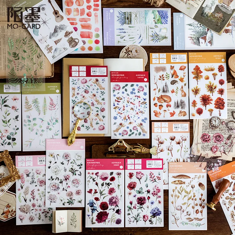 24 упак./лот акварельные впечатления ПВХ пуля журнал декоративные наклейки